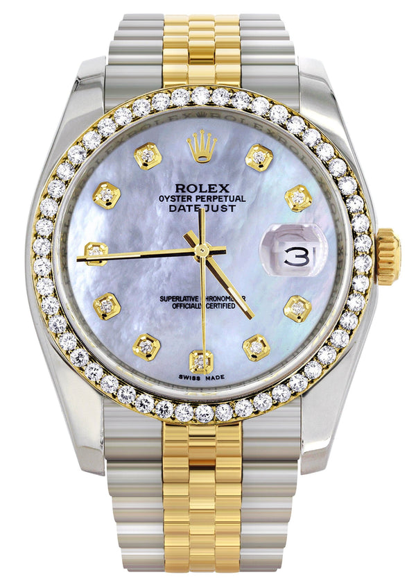 116233 | Hidden Clasp | Two Tone Rolex Datejust Watch | 36Mm | Mother of Pearl Dial | Jubilee Band