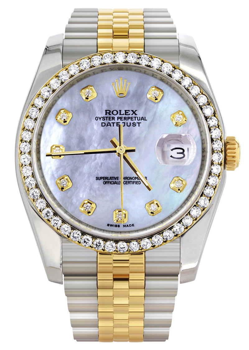 116233 | Hidden Clasp | Two Tone Rolex Datejust Watch | 36Mm | Mother of Pearl Dial | Jubilee Band