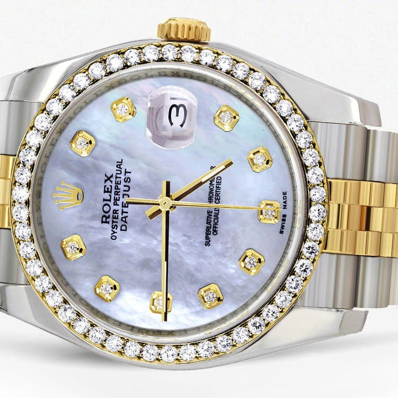 116233 | Hidden Clasp | Two Tone Rolex Datejust Watch | 36Mm | Mother of Pearl Dial | Jubilee Band