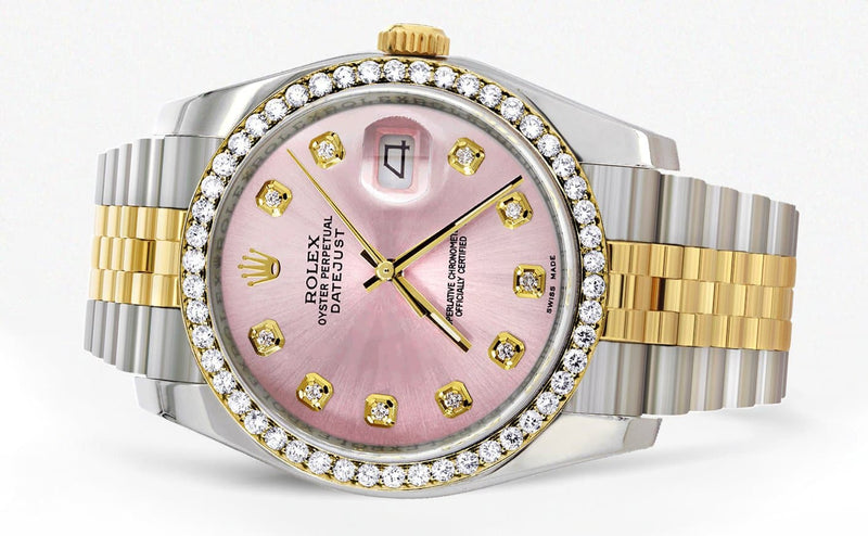 116233 | Hidden Clasp | Gold Rolex Datejust Watch | 36Mm | Pink Dial | Jubilee Band