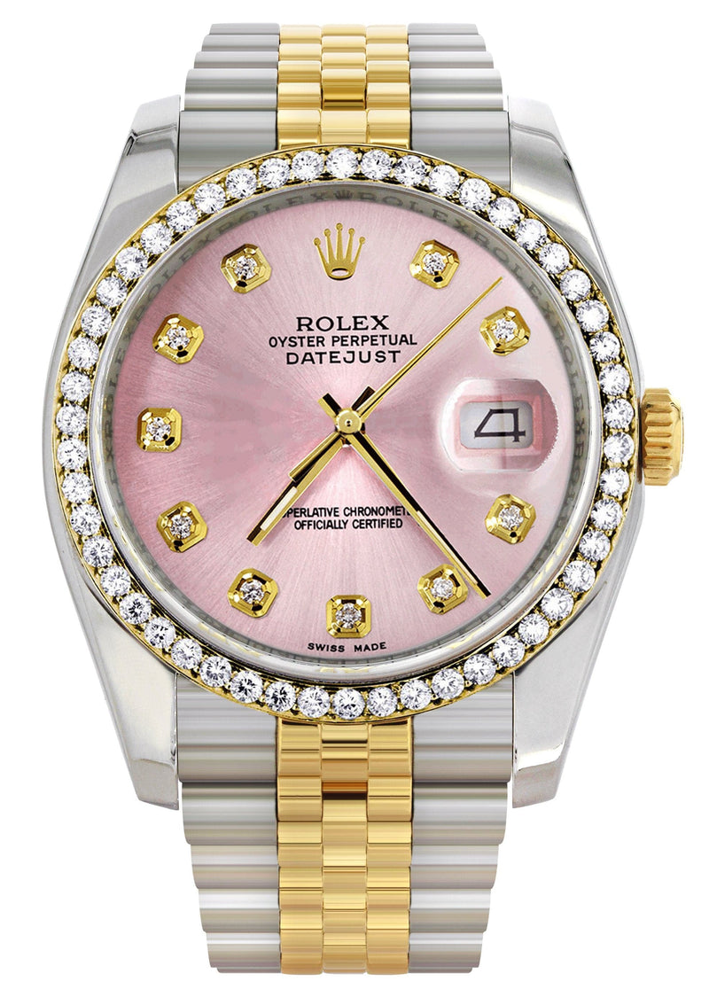 116233 | Hidden Clasp | Gold Rolex Datejust Watch | 36Mm | Pink Dial | Jubilee Band
