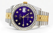 116233 | Hidden Clasp | Diamond Gold Rolex Watch For Men | 36Mm | Royal Blue Dial | Jubilee Band