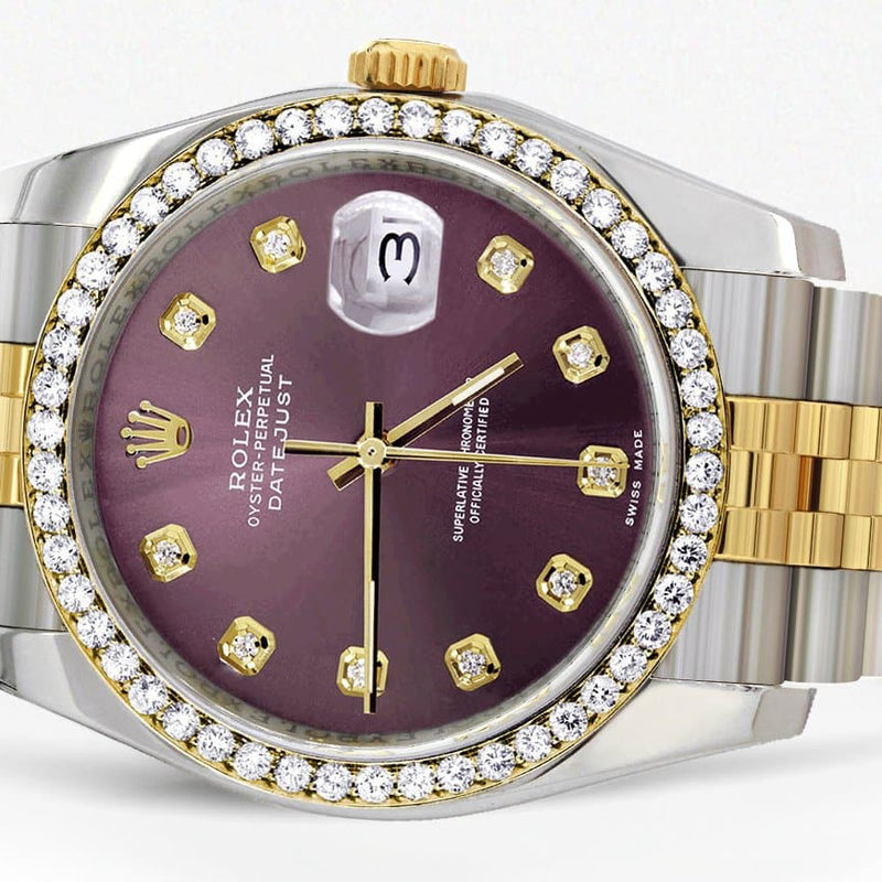 116233 | Hidden Clasp | Diamond Rolex Datejust Watch | 36Mm | Purple Dial | Jubilee Band