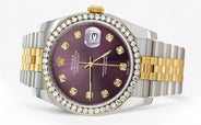 116233 | Hidden Clasp | Diamond Rolex Datejust Watch | 36Mm | Purple Dial | Jubilee Band