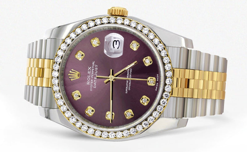116233 | Hidden Clasp | Diamond Rolex Datejust Watch | 36Mm | Purple Dial | Jubilee Band