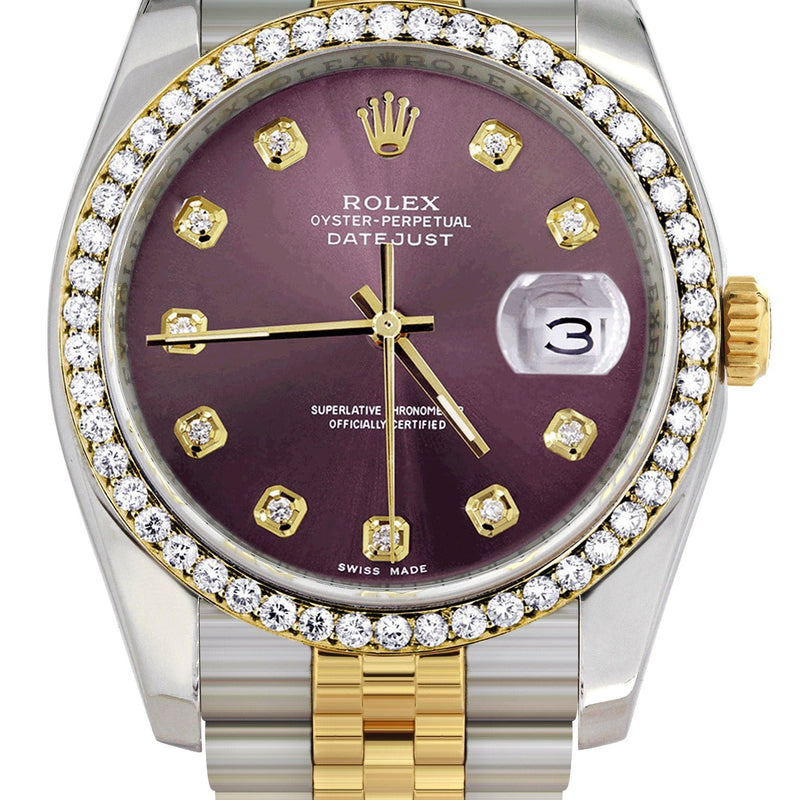 116233 | Hidden Clasp | Diamond Rolex Datejust Watch | 36Mm | Purple Dial | Jubilee Band