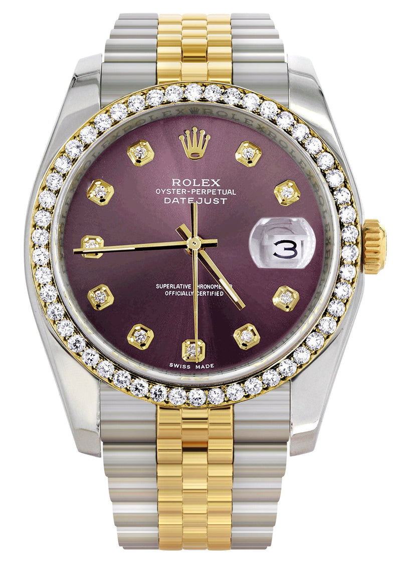 116233 | Hidden Clasp | Diamond Rolex Datejust Watch | 36Mm | Purple Dial | Jubilee Band