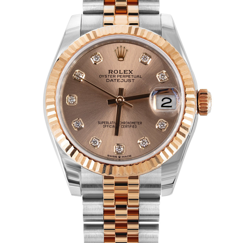 ROLEX DATEJUST 31 MM | OYSTER BAND 18K GOLD & STEEL WATCH | 178271 | 18KYELLOW GOLD SMOOTH | ROSE DIAMOND