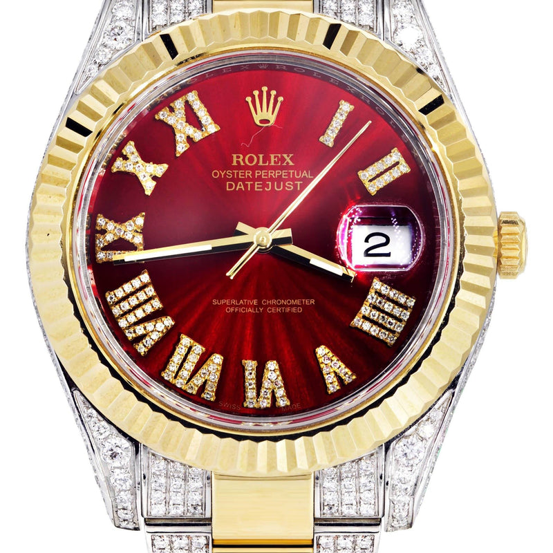 Diamond Rolex Datejust II 41 MM | Stainless Steel & 18K Yellow Gold | Custom Diamond Dial | 7 Carats