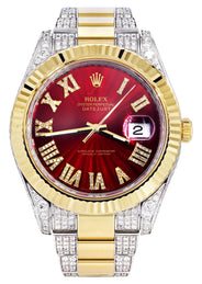 Diamond Rolex Datejust II 41 MM | Stainless Steel & 18K Yellow Gold | Custom Diamond Dial | 7 Carats