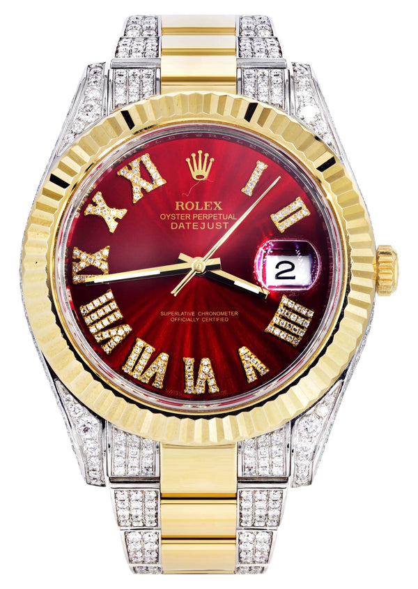Diamond Rolex Datejust II 41 MM | Stainless Steel & 18K Yellow Gold | Custom Diamond Dial | 7 Carats
