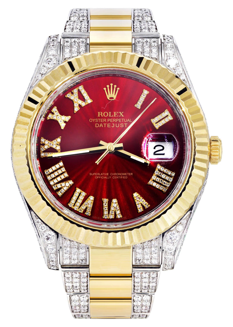 Diamond Rolex Datejust II 41 MM | Stainless Steel & 18K Yellow Gold | Custom Diamond Dial | 7 Carats