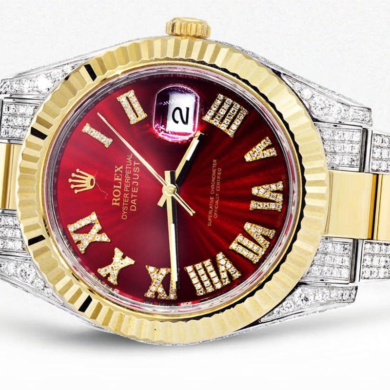 Diamond Rolex Datejust II 41 MM | Stainless Steel & 18K Yellow Gold | Custom Diamond Dial | 7 Carats