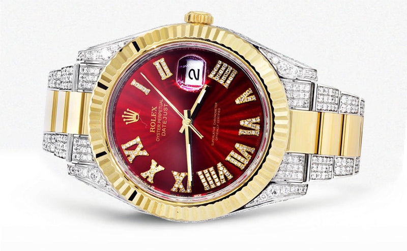 Diamond Rolex Datejust II 41 MM | Stainless Steel & 18K Yellow Gold | Custom Diamond Dial | 7 Carats