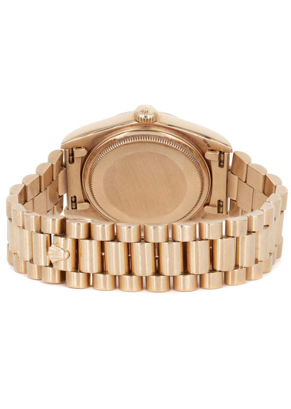 Rolex Day-Date 40 Presidential | 18k Rose Gold 228235 | Chocolate Baguette Diamond Dial | Fluted Bezel