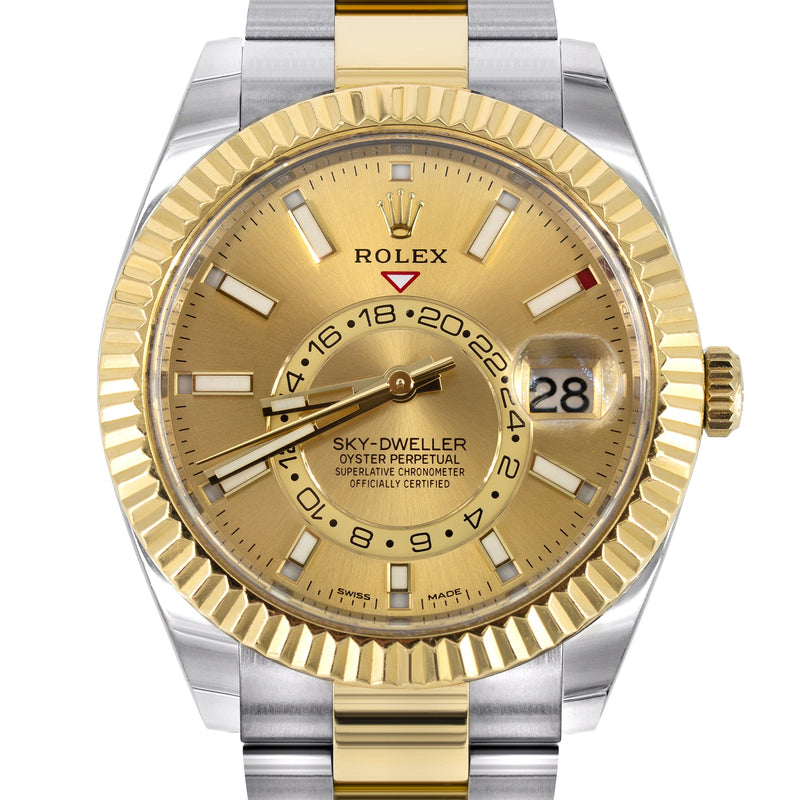 ROLEX SKY-DWELLER 42 MM | YELLOW GOLD & STEEL WATCH | OYSTER BAND