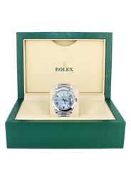 Rolex Day-Date 40 Presidential | Platinum 228206 | Ice Blue Roman Dial | Dome Bezel