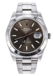 ROLEX DATEJUST 41 MM | OYSTER STEEL WATCH | RHODIUM/GRAY DIAL| 126300 | SMOOTH BEZEL