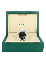 ROLEX MILGAUSS 40 MM | OYSTER STEEL WATCH | BLACK DIAL| GREEN CRYSTAL | 11640GV