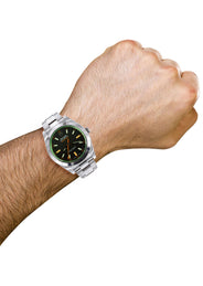 ROLEX MILGAUSS 40 MM | OYSTER STEEL WATCH | BLACK DIAL| GREEN CRYSTAL | 11640GV