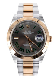 ROLEX DATEJUST 41 MM | OYSTER BAND | STEEL & 18K ROSE GOLD WATCH | SLATE GREY WIMBELDON DIAL | 18K DOME BEZEL
