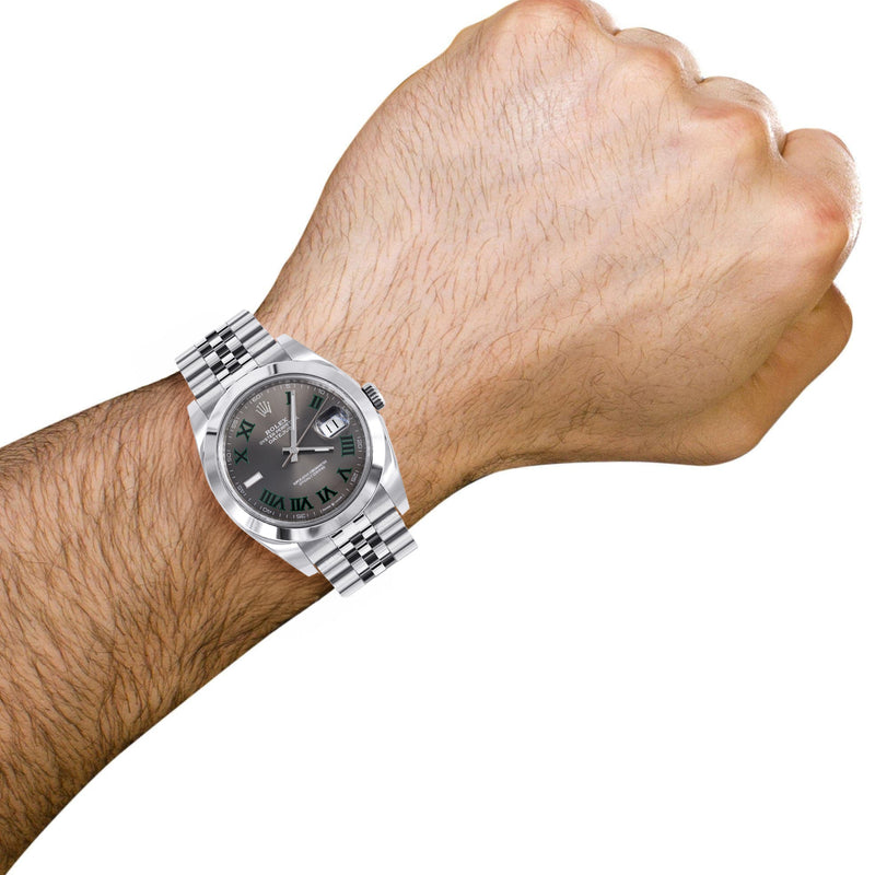 ROLEX DATEJUST 41 MM | JUBILEE STEEL WATCH | GREY SLATE WIMBLEDON DIAL| 126300 | SMOOTH BEZEL