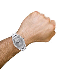 ROLEX DATEJUST 36 MM | OYSTER STEEL WATCH | SILVER DIAMOND WAVE DIAL| 116244 | FACTORY DIAMOND BEZEL