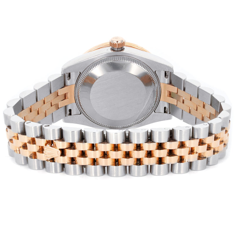 ROLEX DATEJUST 36 MM | TWO TONE 18K ROSE & STEEL WATCH | FACTORY MOTHER OF PEARL DIAMOND DIAL| 116231 | 18K FLUTED BEZEL