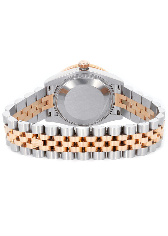 ROLEX DATEJUST 36 MM | TWO TONE 18K ROSE & STEEL WATCH | FACTORY MOTHER OF PEARL DIAMOND DIAL| 116231 | 18K FLUTED BEZEL
