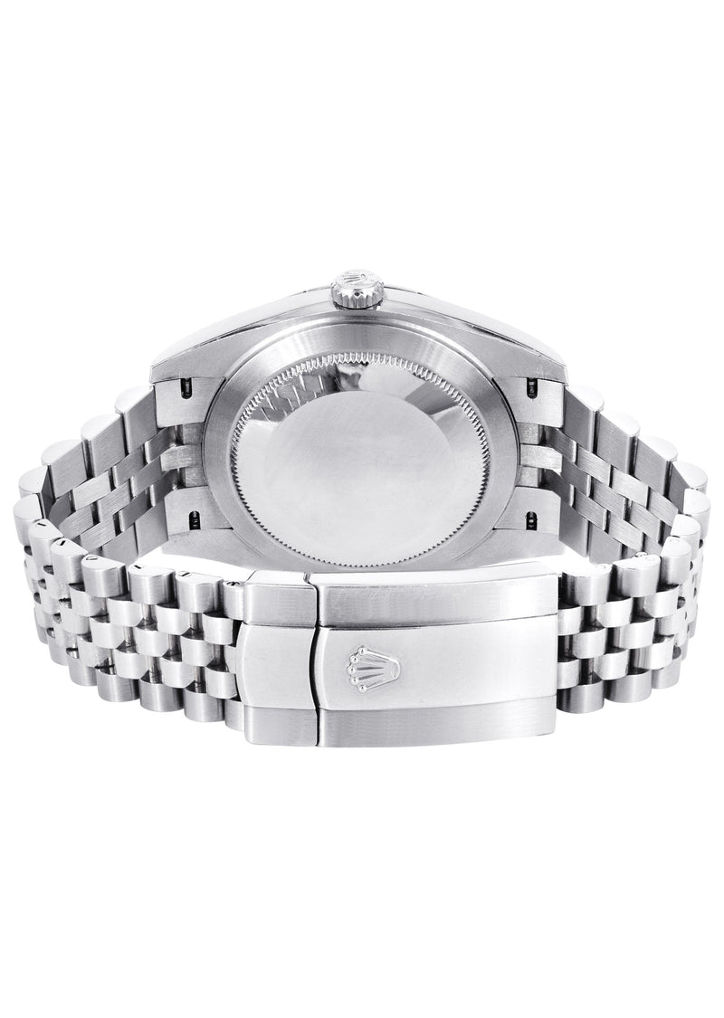 ROLEX DATEJUST 41 MM | OYSTER STEEL WATCH | GREEN MOTIF DIAL| 126300 | SMOOTH BEZEL