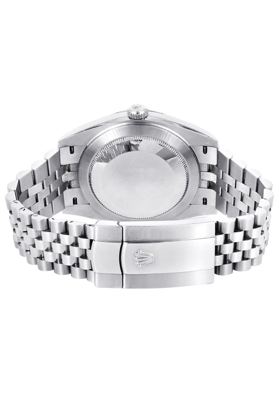 ROLEX DATEJUST 41 MM | OYSTER STEEL WATCH | GREEN MOTIF DIAL| 126300 | SMOOTH BEZEL