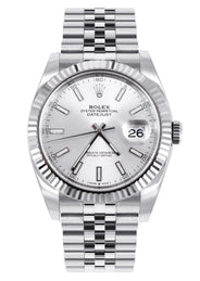 ROLEX DATEJUST 41 MM | STEEL WATCH | JUBILEE BAND | SILVER INDEX DIAL | 18K FLUTED BEZEL