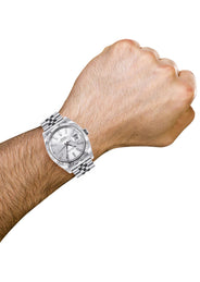 ROLEX DATEJUST 41 MM | STEEL WATCH | JUBILEE BAND | SILVER INDEX DIAL | 18K FLUTED BEZEL