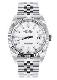 ROLEX DATEJUST 41 MM | STEEL WATCH | JUBILEE BAND | WHITE INDEX DIAL | 18K FLUTED BEZEL