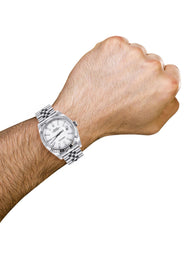 ROLEX DATEJUST 41 MM | STEEL WATCH | JUBILEE BAND | WHITE INDEX DIAL | 18K FLUTED BEZEL