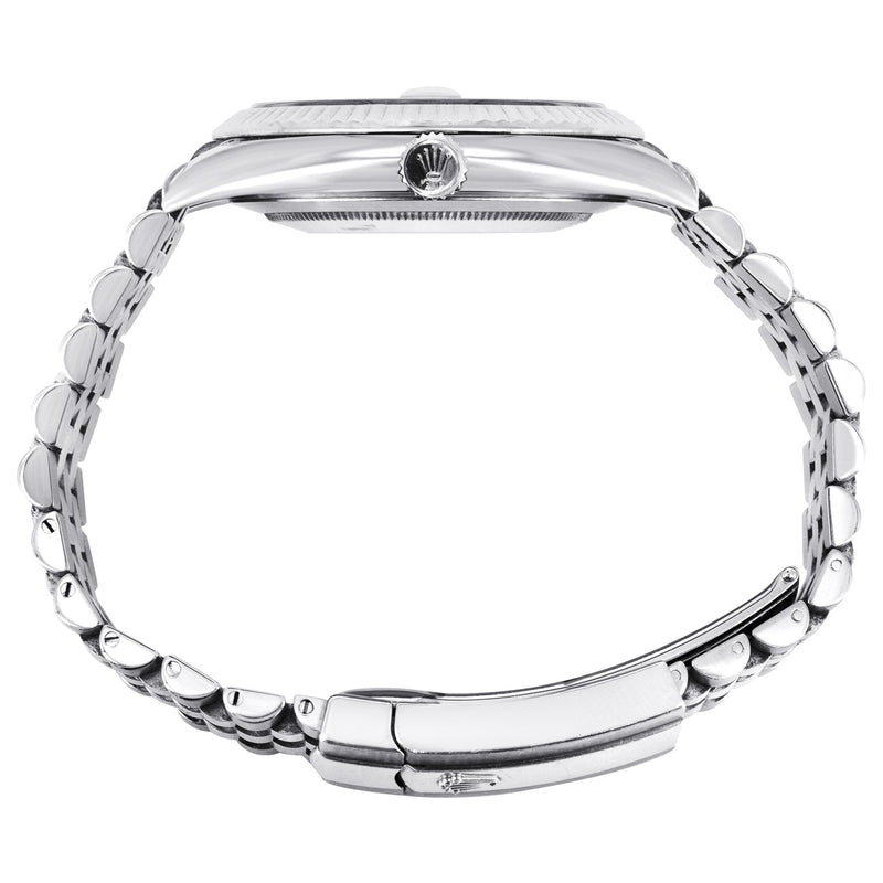ROLEX DATEJUST 41 MM | STEEL WATCH | JUBILEE BAND | RHODIUM INDEX DIAL | 18K FLUTED BEZEL