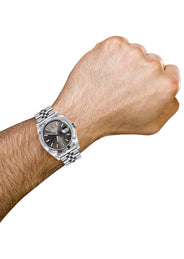ROLEX DATEJUST 41 MM | STEEL WATCH | JUBILEE BAND | RHODIUM INDEX DIAL | 18K FLUTED BEZEL