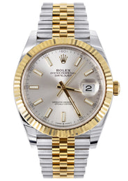 ROLEX DATEJUST 41 MM | 18K YELLOW GOLD & STEEL WATCH | JUBILEE BAND | SILVER INDEX