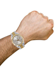 ROLEX DATEJUST 41 MM | 18K YELLOW GOLD & STEEL WATCH | JUBILEE BAND | SILVER INDEX