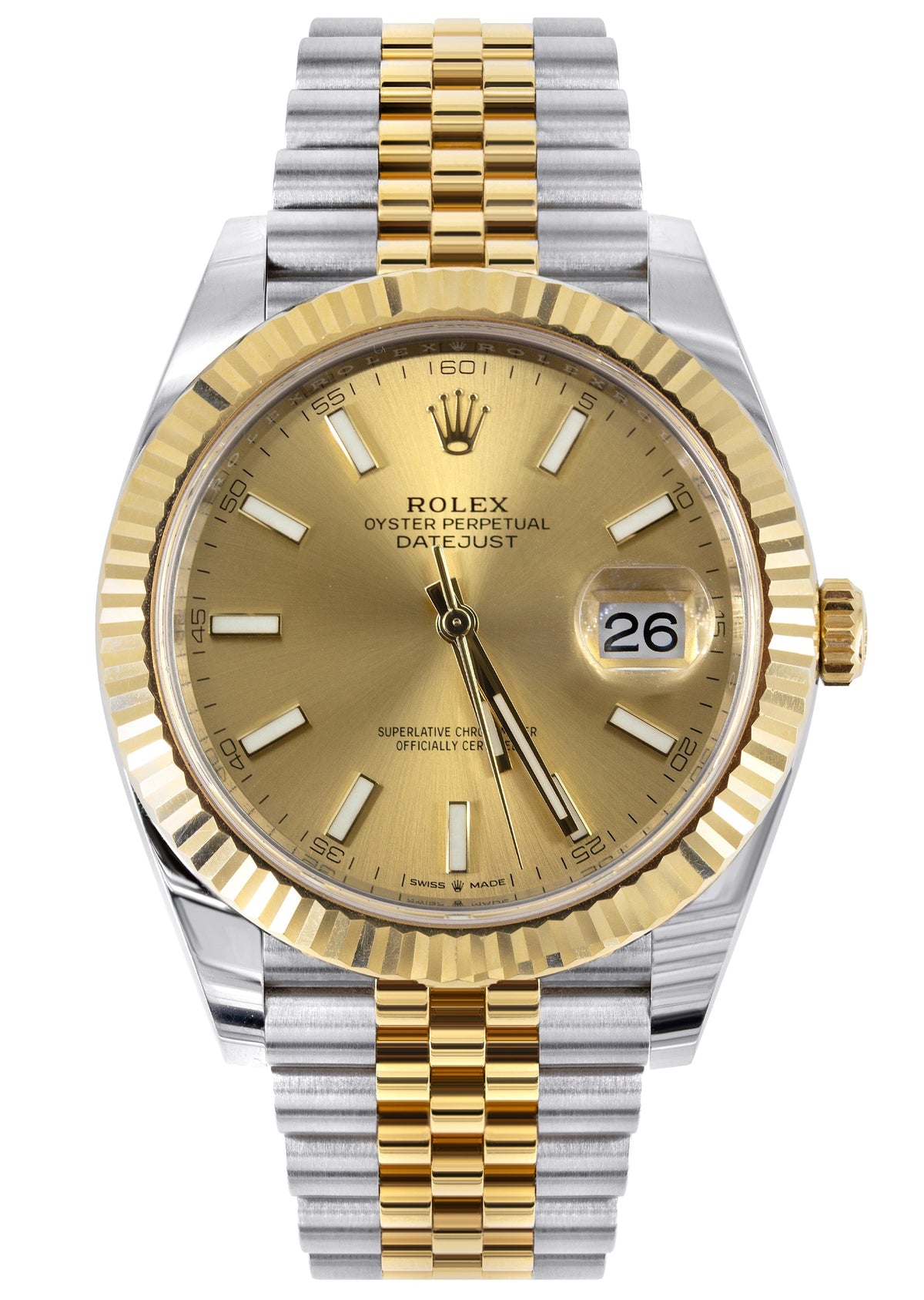 ROLEX DATEJUST 41 MM | 18K YELLOW GOLD & STEEL WATCH | JUBILEE BAND | CHAMPAGNE INDEX