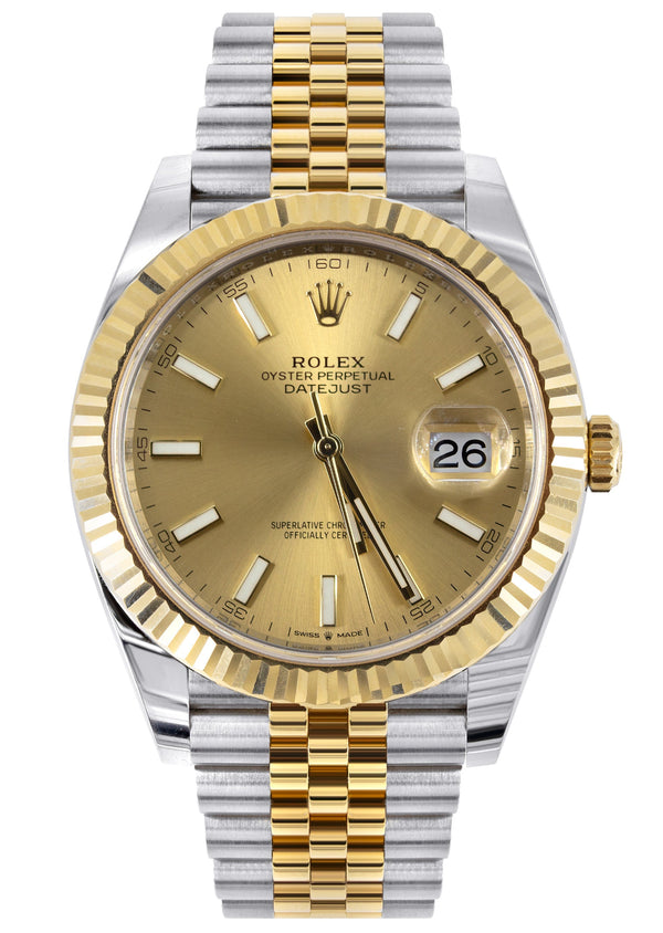 ROLEX DATEJUST 41 MM | 18K YELLOW GOLD & STEEL WATCH | JUBILEE BAND | CHAMPAGNE INDEX