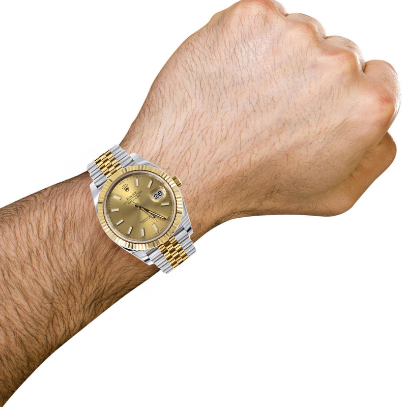 ROLEX DATEJUST 41 MM | 18K YELLOW GOLD & STEEL WATCH | JUBILEE BAND | CHAMPAGNE INDEX