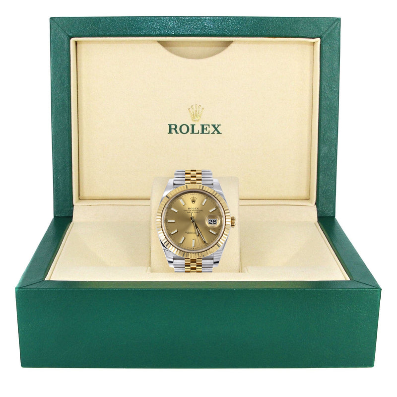 ROLEX DATEJUST 41 MM | 18K YELLOW GOLD & STEEL WATCH | JUBILEE BAND | CHAMPAGNE INDEX