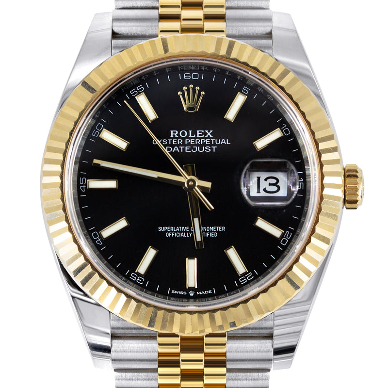 ROLEX DATEJUST 41 MM | 18K YELLOW GOLD & STEEL WATCH | JUBILEE BAND | BLACK INDEX