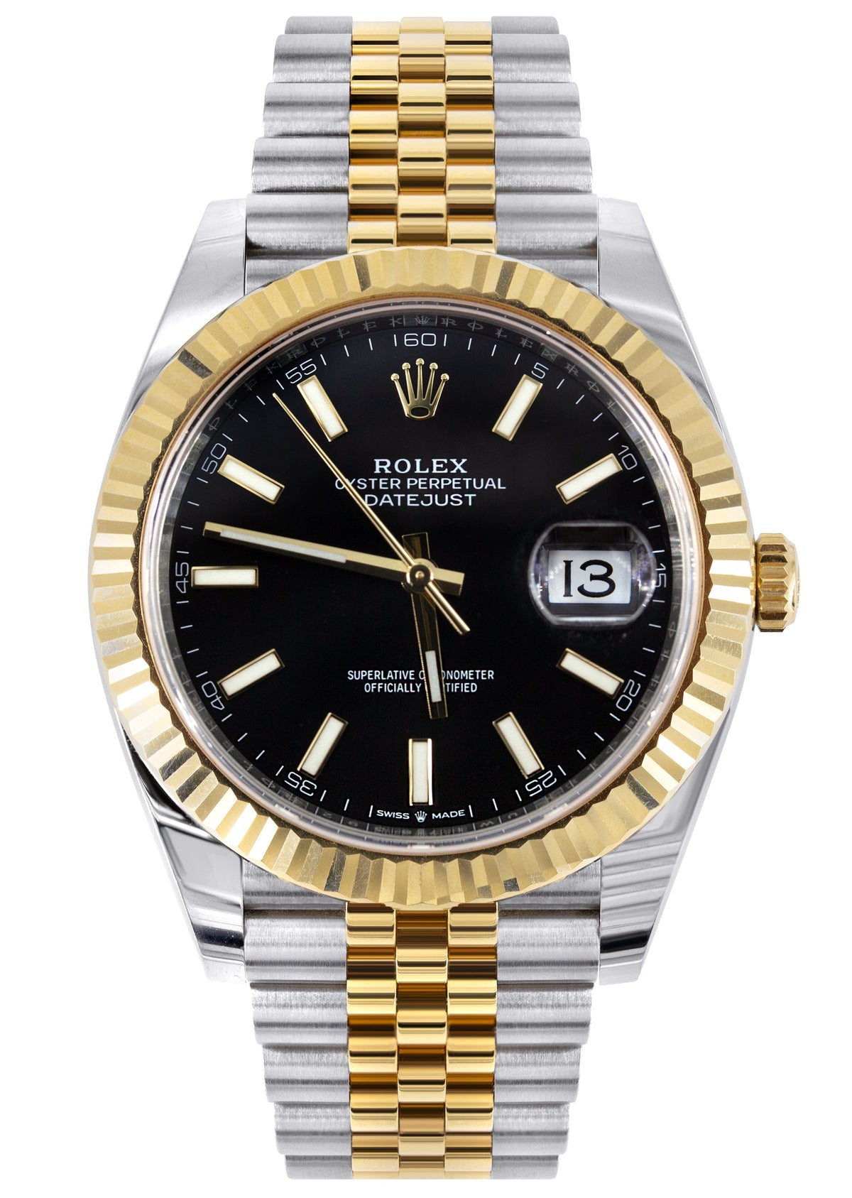 ROLEX DATEJUST 41 MM | 18K YELLOW GOLD & STEEL WATCH | JUBILEE BAND | BLACK INDEX