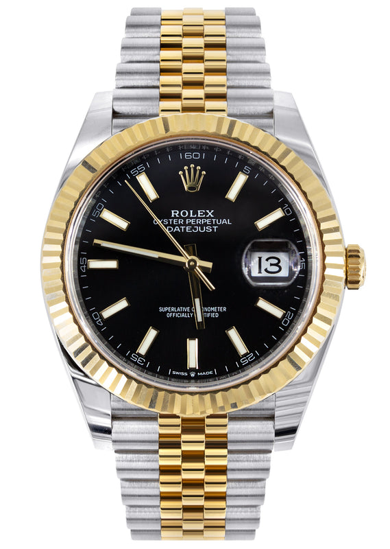ROLEX DATEJUST 41 MM | 18K YELLOW GOLD & STEEL WATCH | JUBILEE BAND | BLACK INDEX