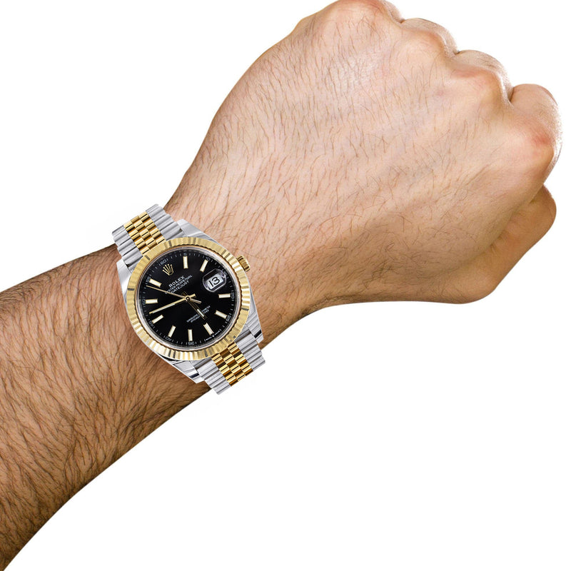 ROLEX DATEJUST 41 MM | 18K YELLOW GOLD & STEEL WATCH | JUBILEE BAND | BLACK INDEX