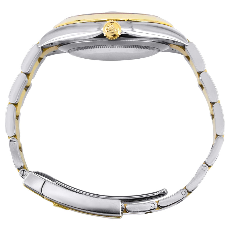ROLEX DATEJUST 41 MM | 18K YELLOW GOLD & STEEL WATCH | OYSTER BAND | DIAMOND BLACK DIAL