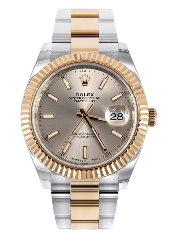 ROLEX DATEJUST 41 MM | 18K ROSE GOLD & STEEL WATCH | JUBILEE BAND | SUNDUST INDEX