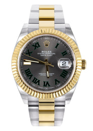 ROLEX DATEJUST 41 MM | 18K YELLOW GOLD & STEEL WATCH | OYSTER BAND | SLATE WIMBLEDON DIAL